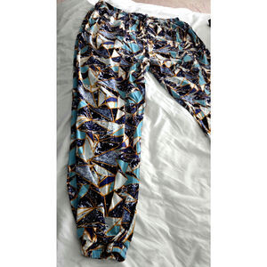 Buddha Pants UNISEX Miami Harem Jogger Pants Jaxy Geometric Print Blue Large